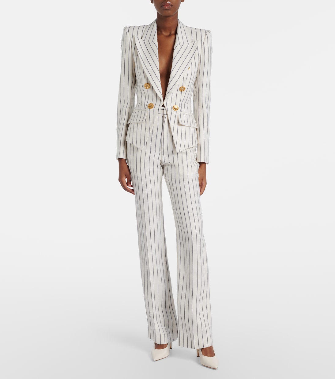 Blazer cruzado con raya diplomática | Balmain