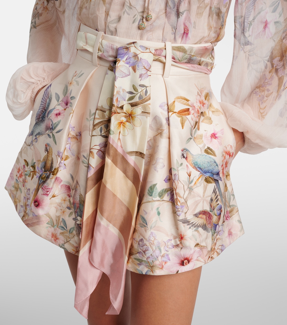 Shorts Rebellion de seda y algodón estampados | Zimmermann