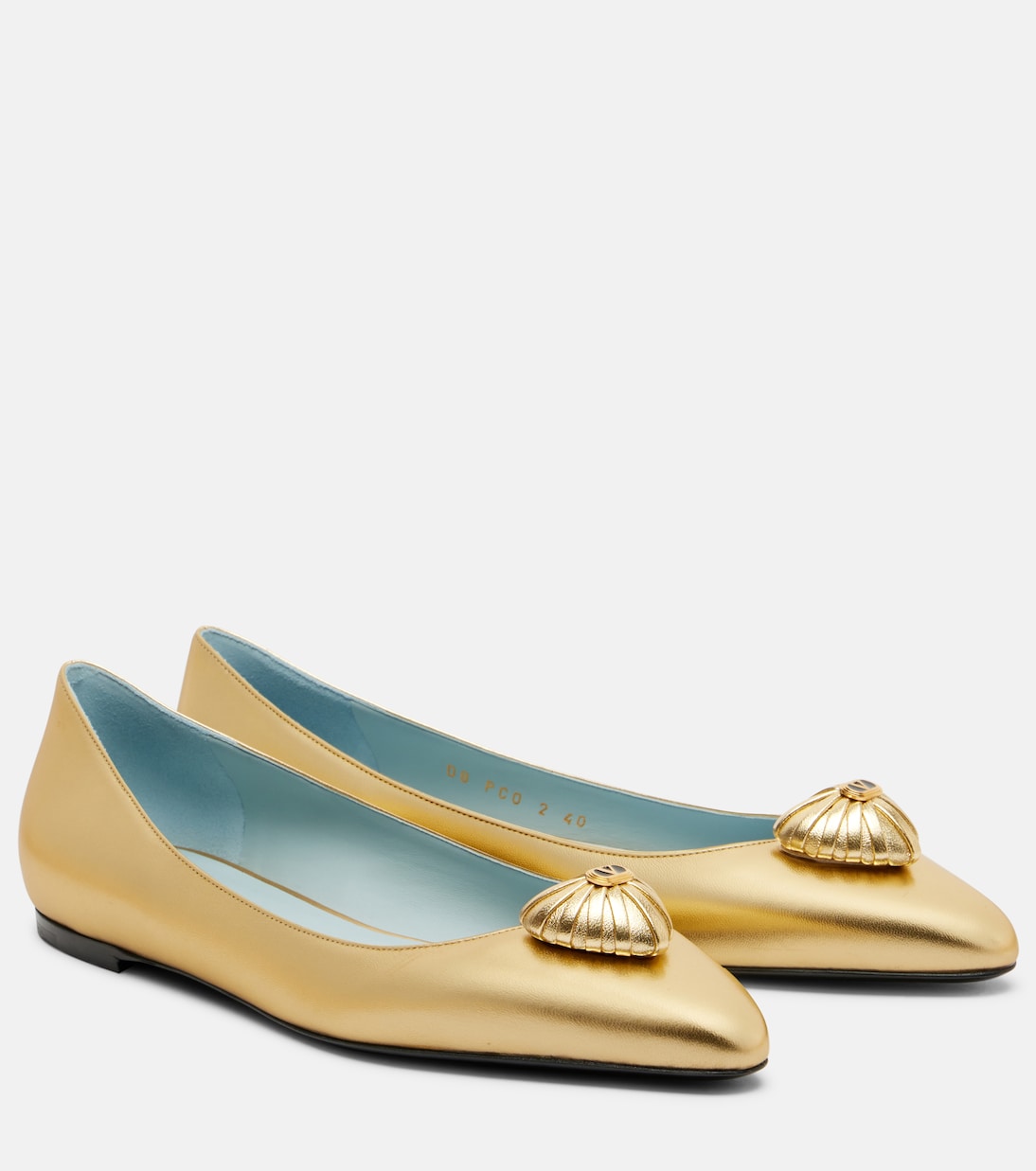 Cœur Royal metallic leather ballet flats | Valentino Garavani