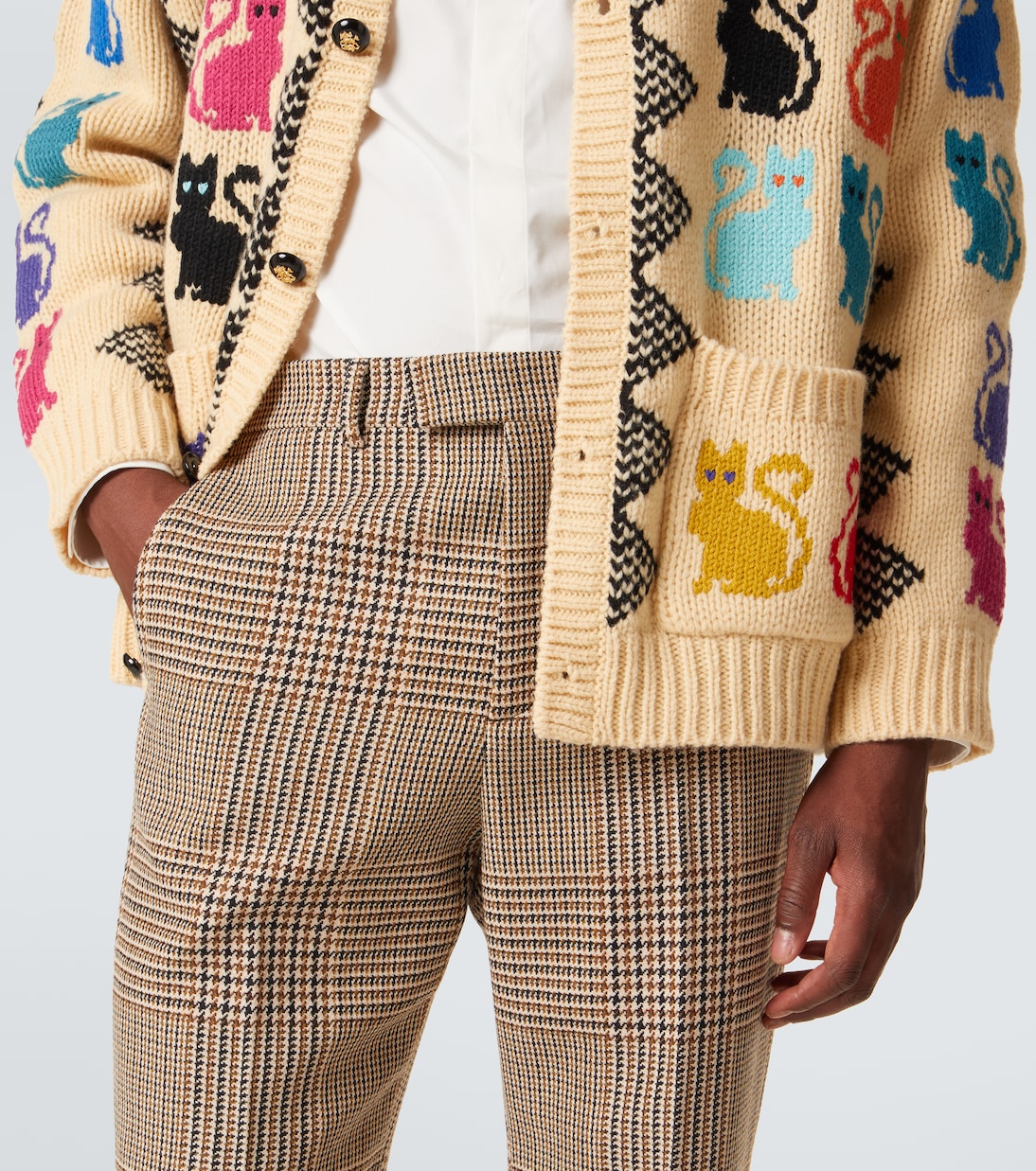 Pantalones rectos de lana virgen a cuadros Príncipe de Gales | Valentino