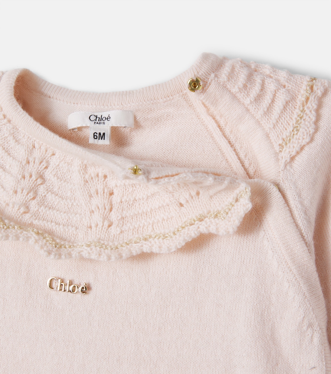 Baby ruffled cotton and cashmere playsuit | Chloé Kids