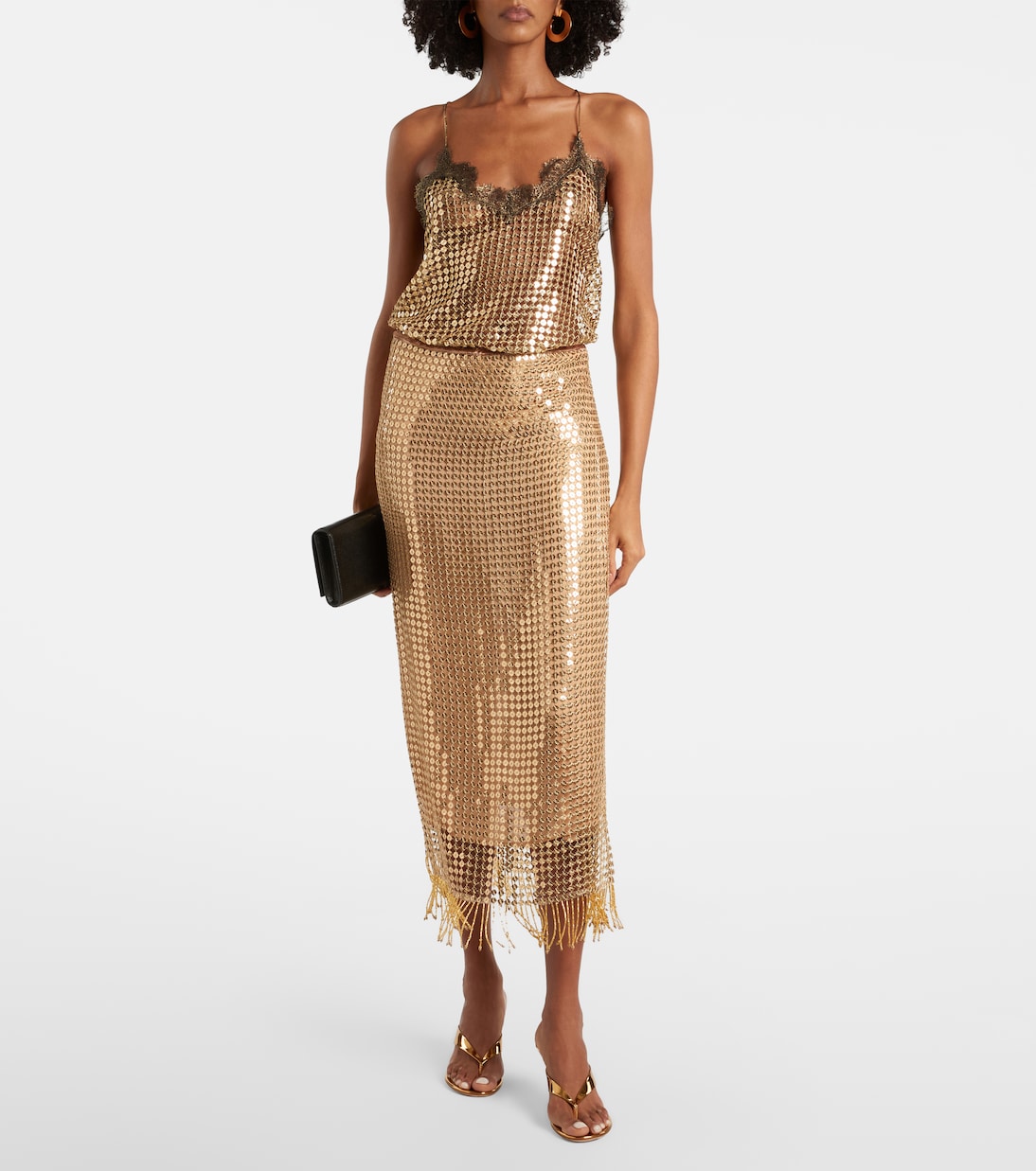 Sequined lace-trimmed top | Roberto Cavalli
