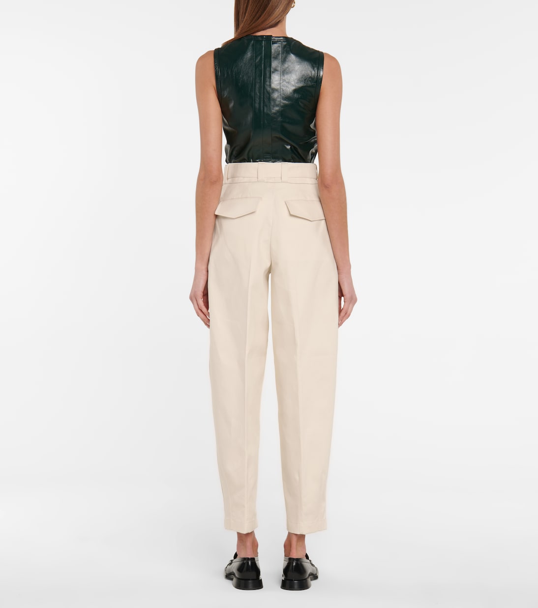 High-rise tapered cotton pants | Jil Sander