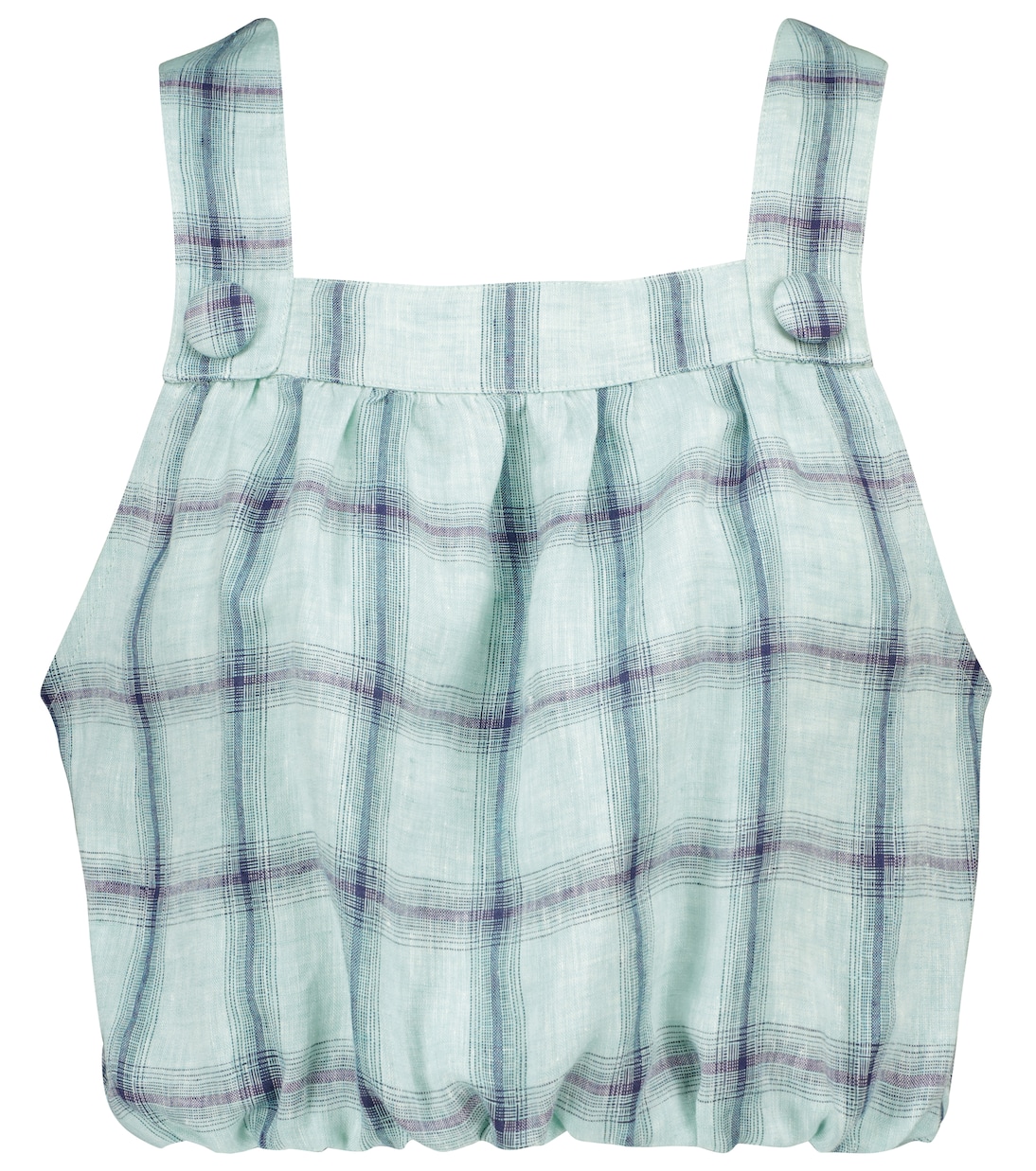 Blouson checked linen crop top | Lisa Marie Fernandez