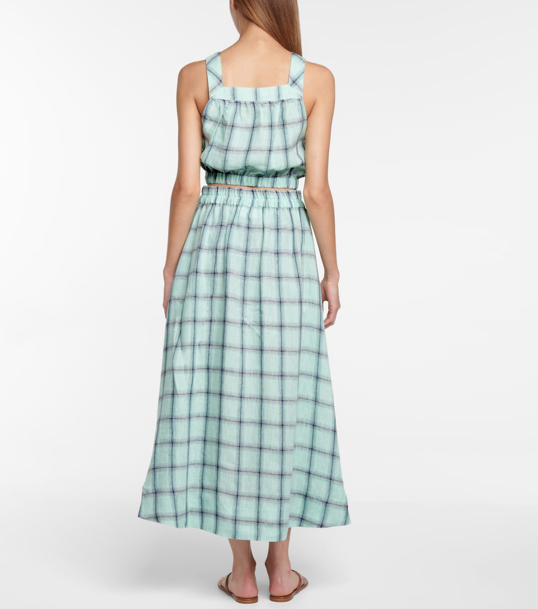 Blouson checked linen crop top | Lisa Marie Fernandez