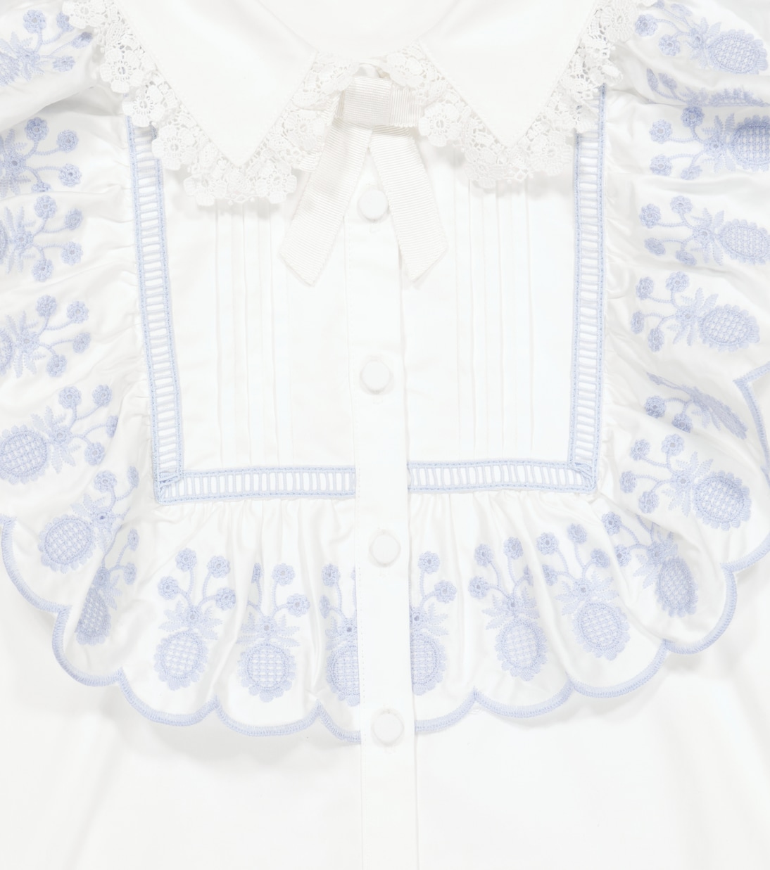 Top in popeline di cotone con ricamo | Self-Portrait Kids