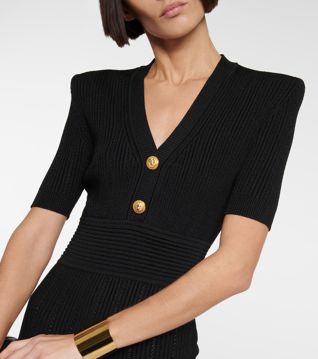Miniabito a coste con scollo a V | Balmain