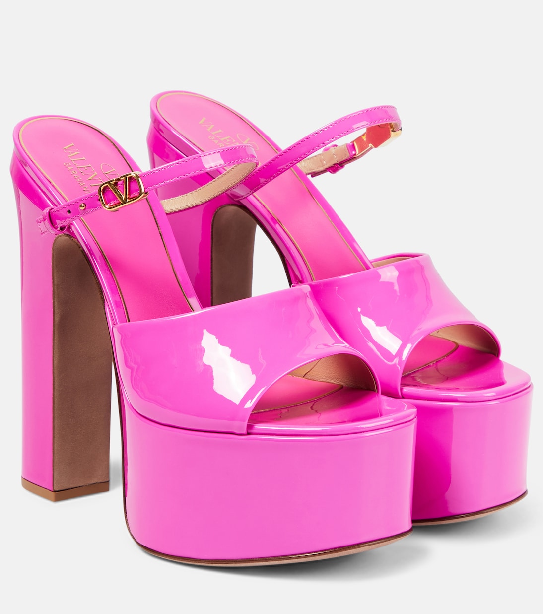 Mules Tan-Go à plateau en cuir verni | Valentino Garavani