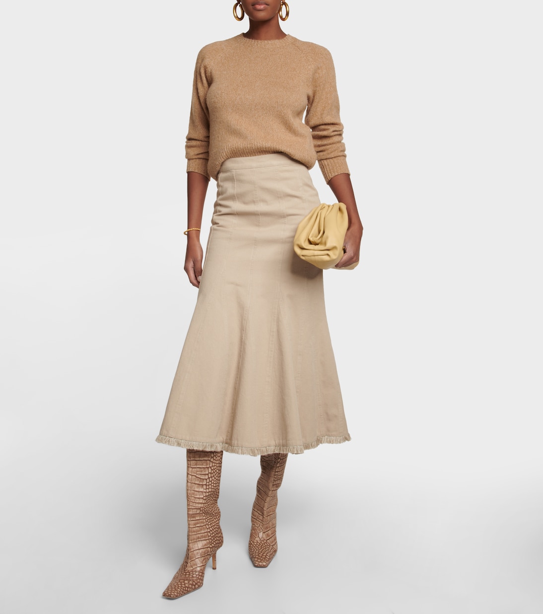 Falda midi de algodón de tiro alto | Max Mara