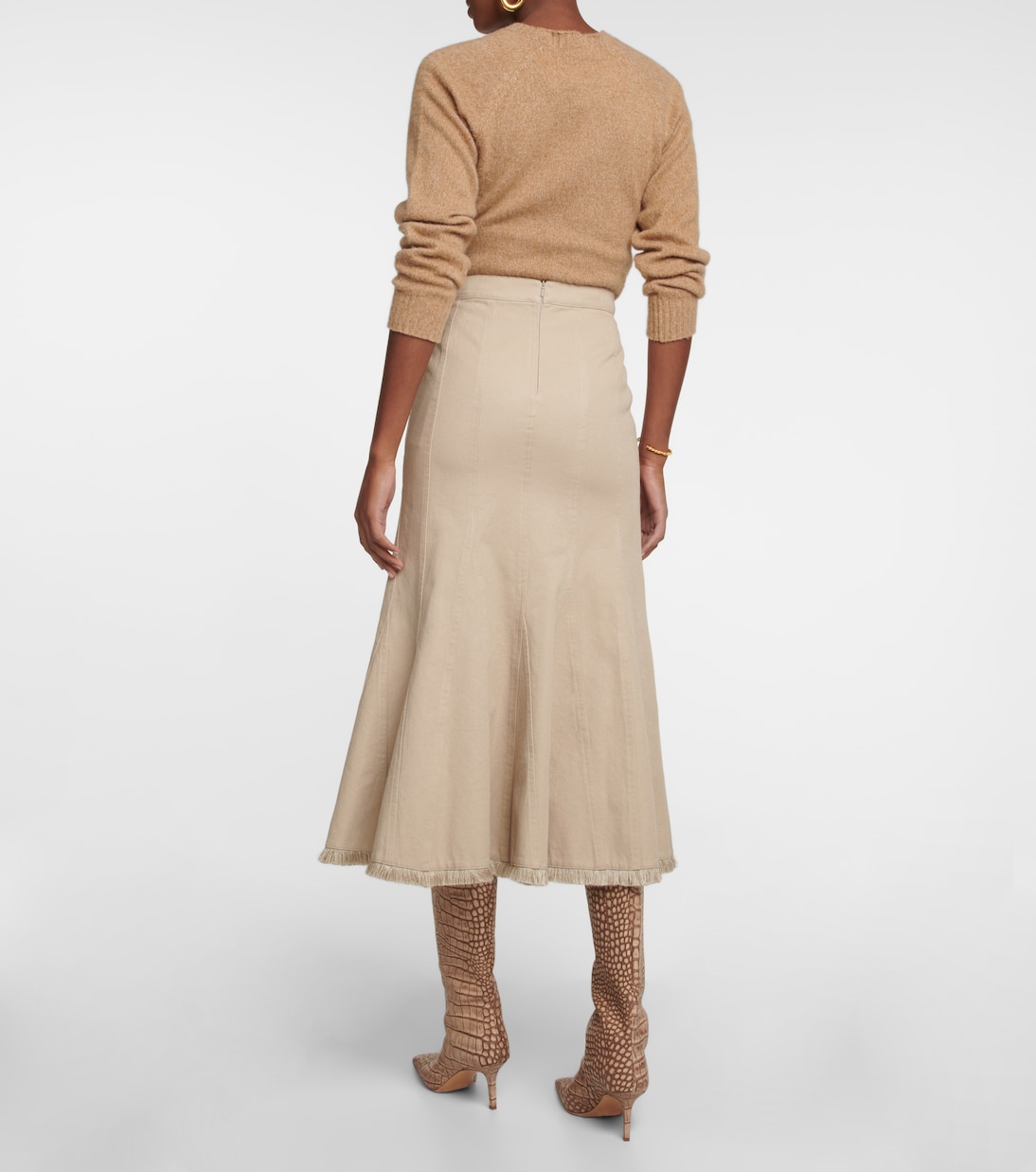 Falda midi de algodón de tiro alto | Max Mara