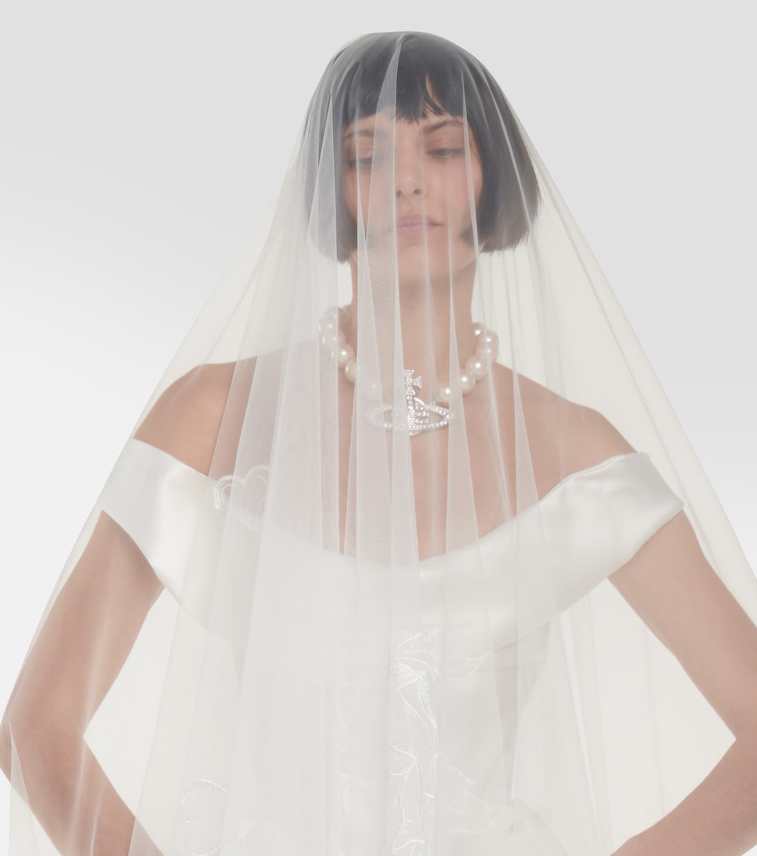 Bridal Love Birds embroidered tulle veil | Vivienne Westwood
