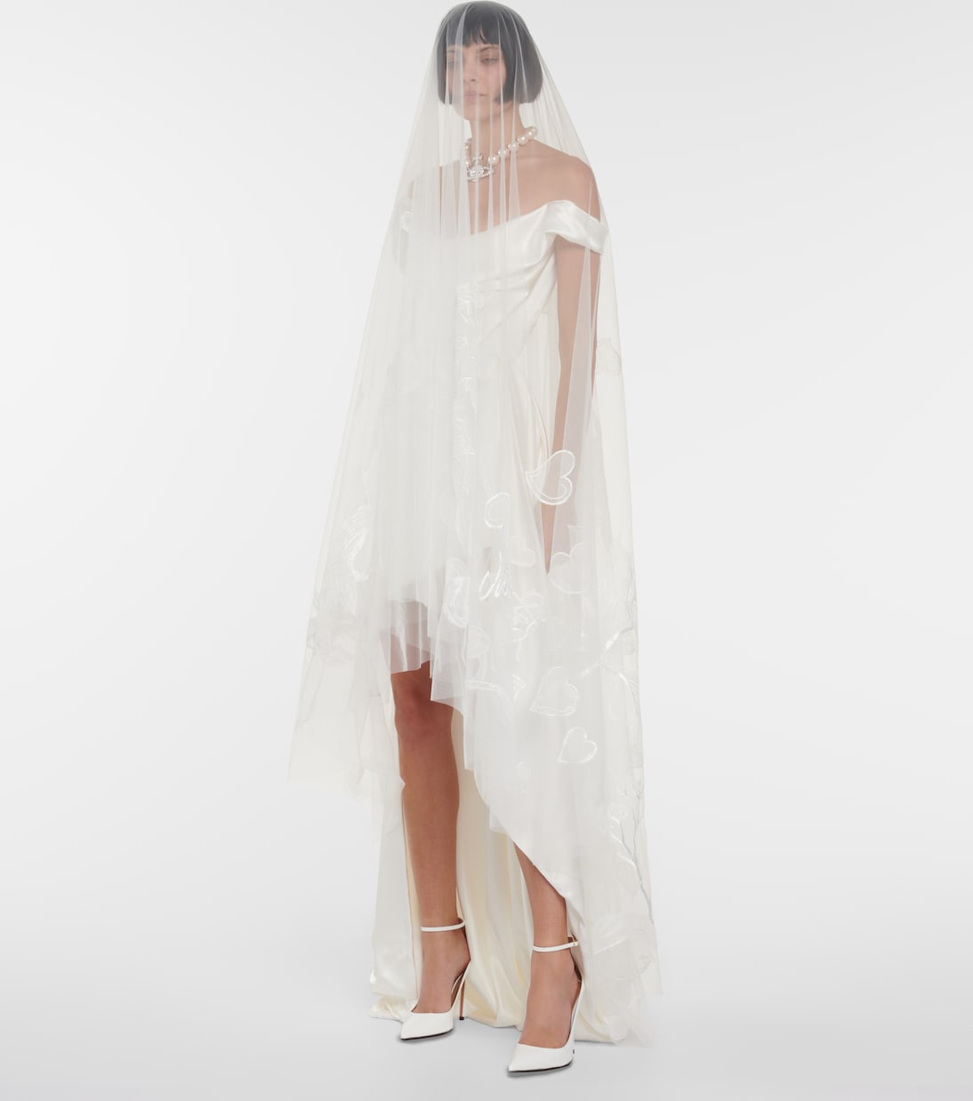 Bridal Love Birds embroidered tulle veil | Vivienne Westwood