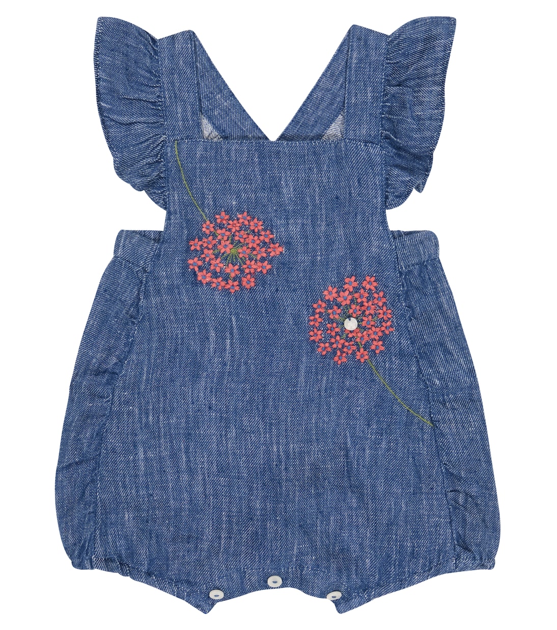 Baby - Jumpsuit corta in lino con ricamo | Tartine et Chocolat
