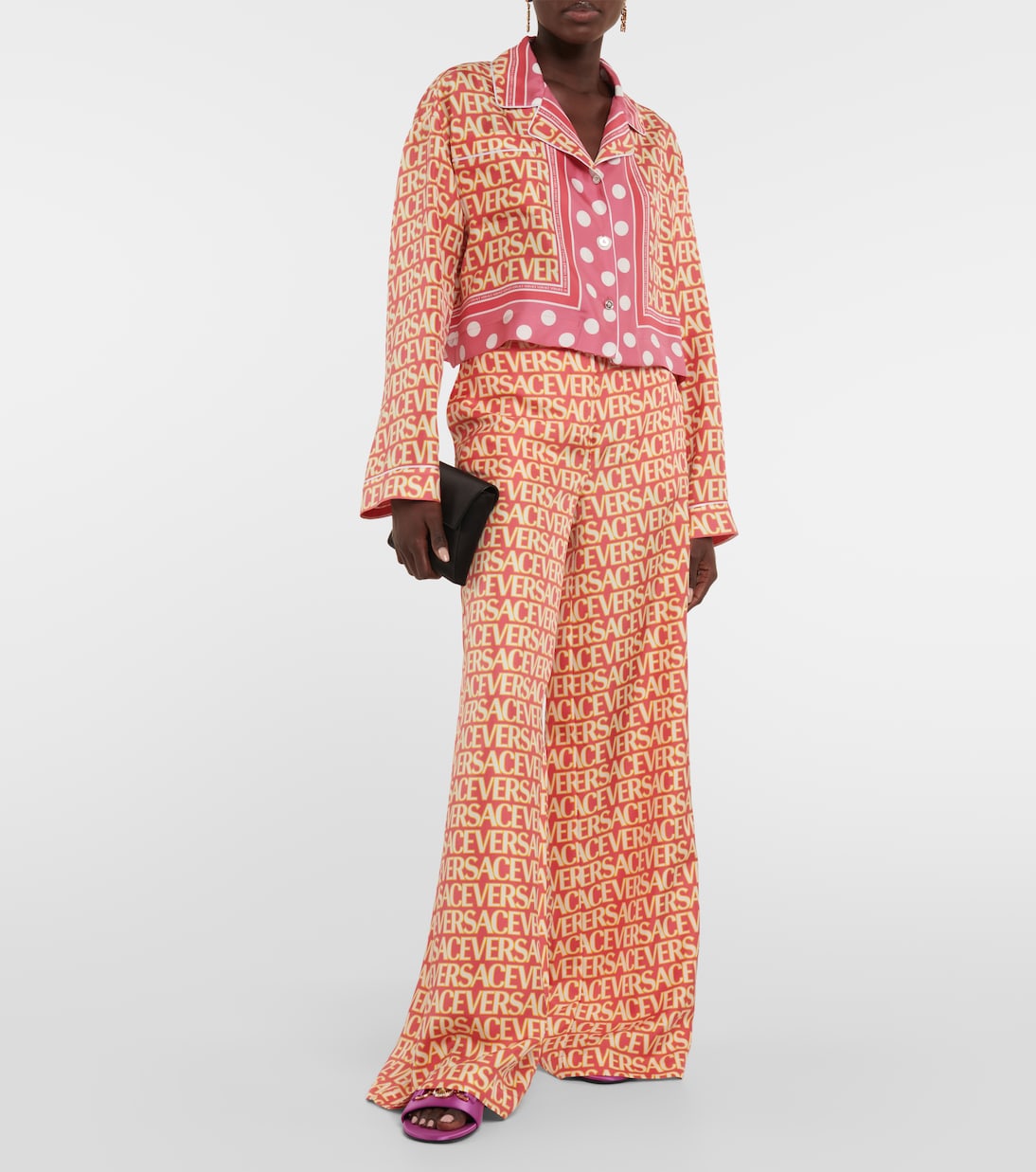 Pantalon ample Versace Allover en soie | Versace