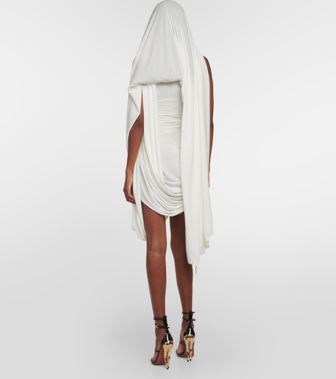 Vestido corto de punto con drapeado asimétrico estilo Alaïa para jóvenes