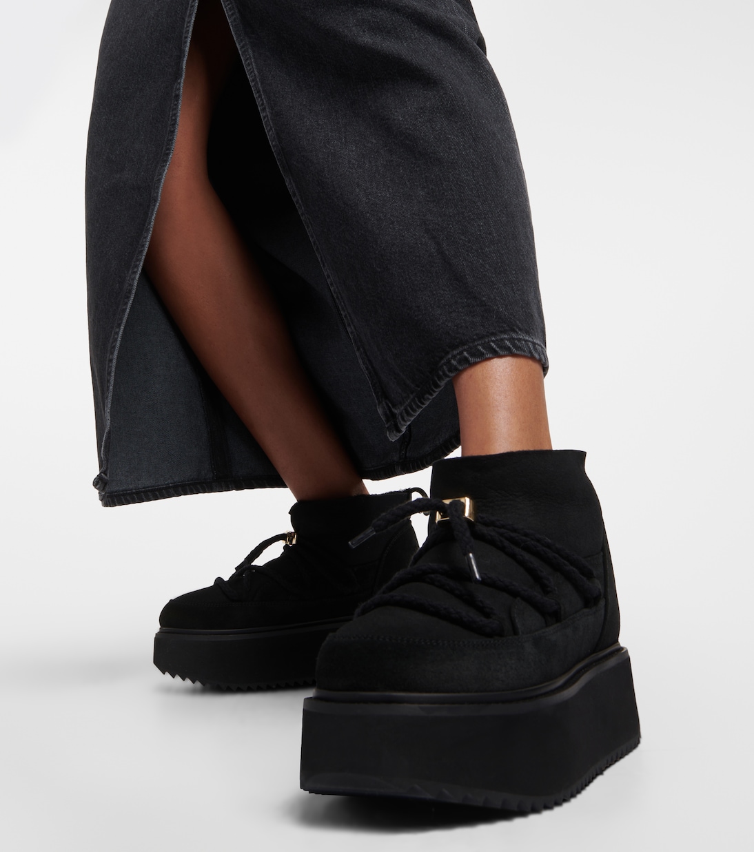 Shearling-trimmed leather ankle boots  | Inuikii