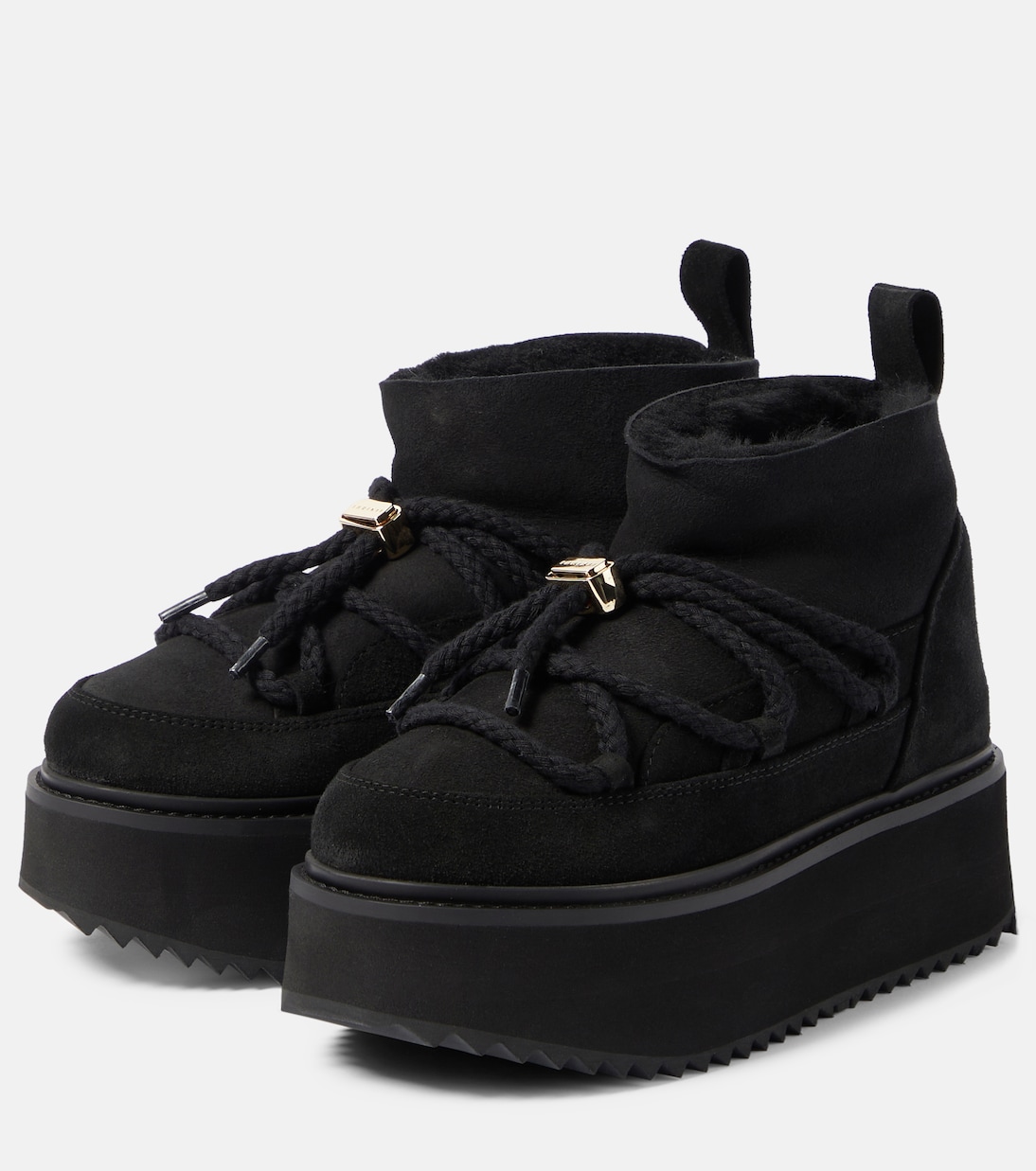 Shearling-trimmed leather ankle boots  | Inuikii