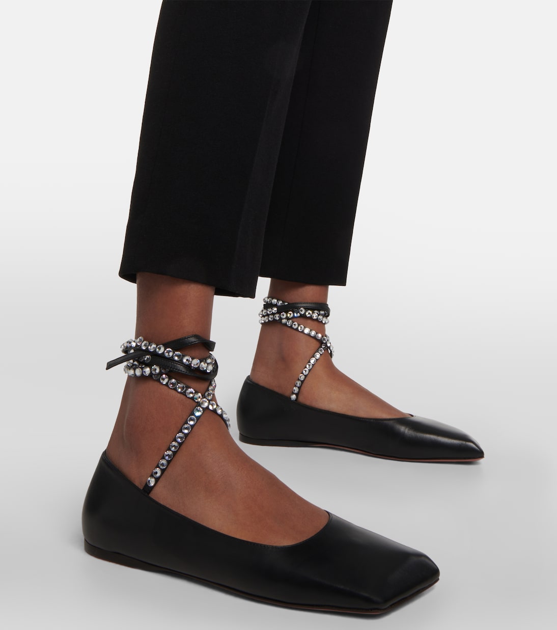 Ballerine Ane in pelle con cristalli | Amina Muaddi
