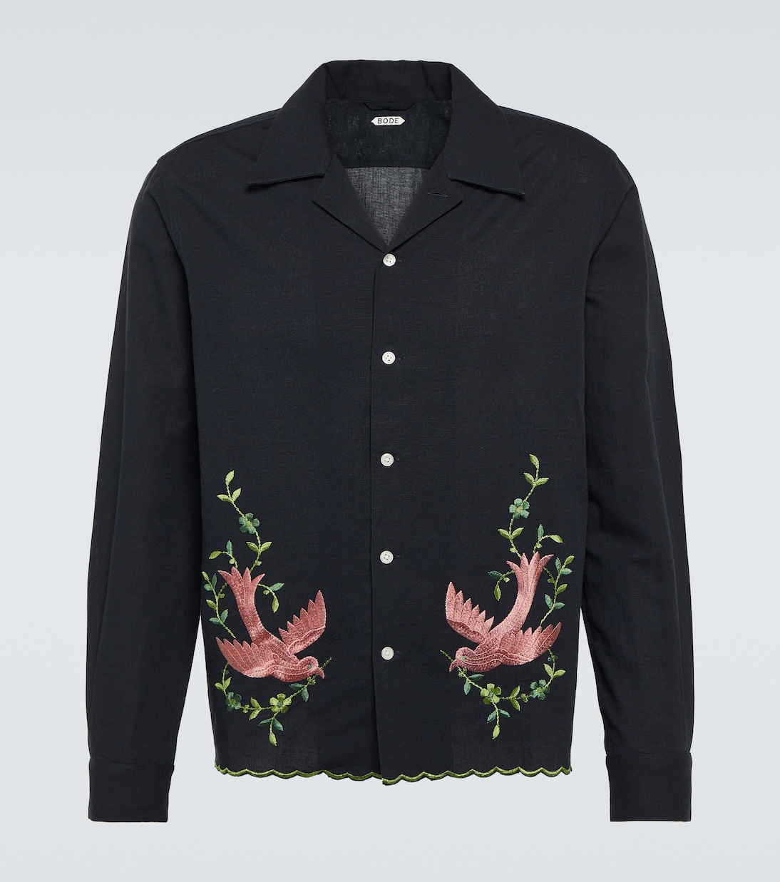 Camicia Rosefinch in lino con ricamo | Bode