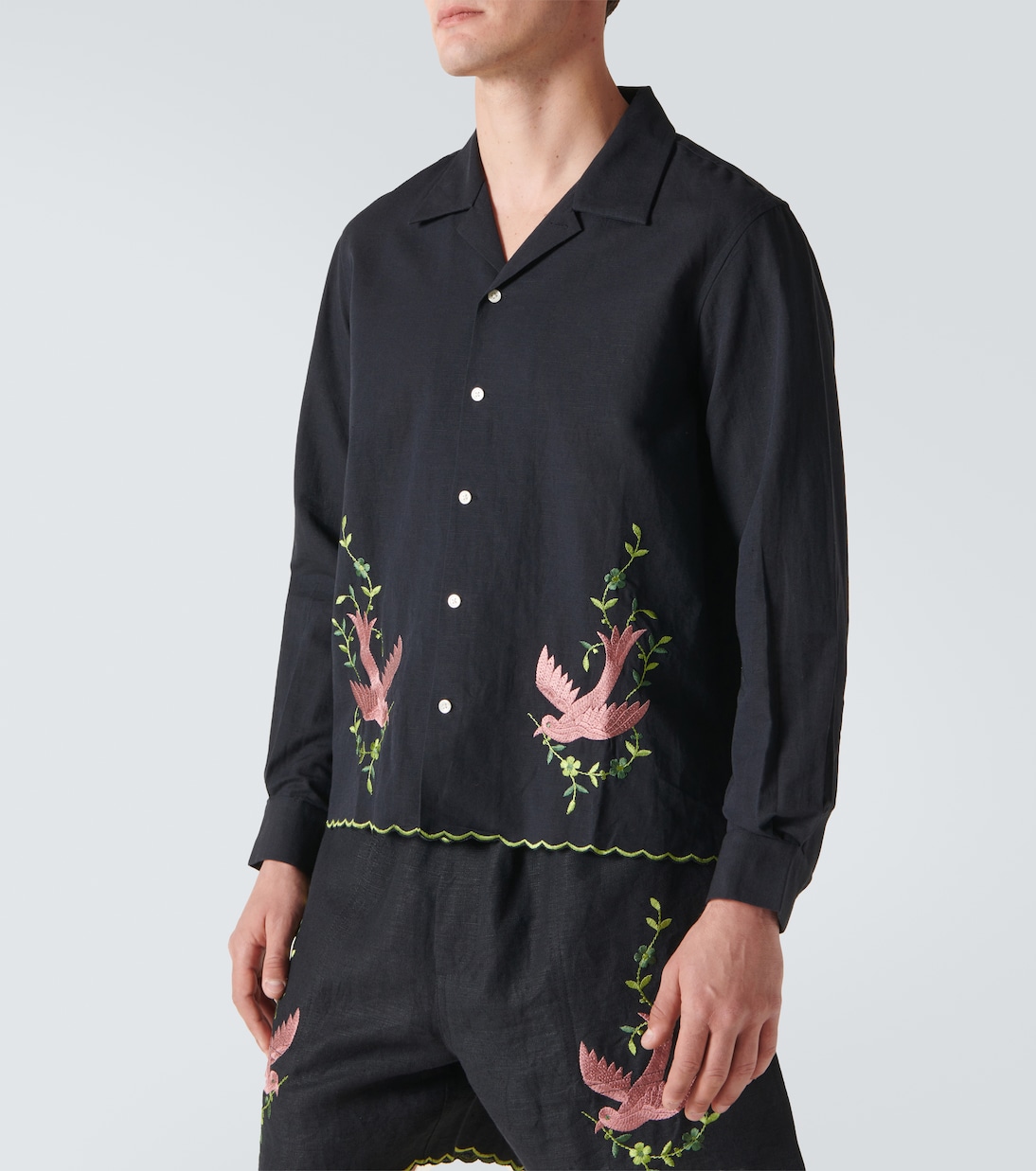 Camicia Rosefinch in lino con ricamo | Bode