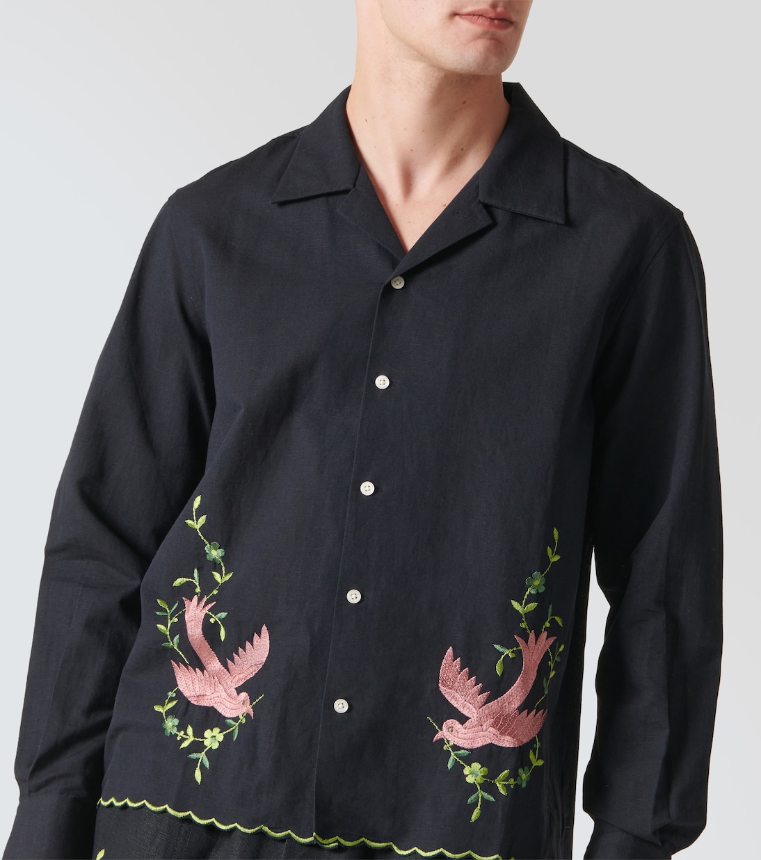 Camicia Rosefinch in lino con ricamo | Bode