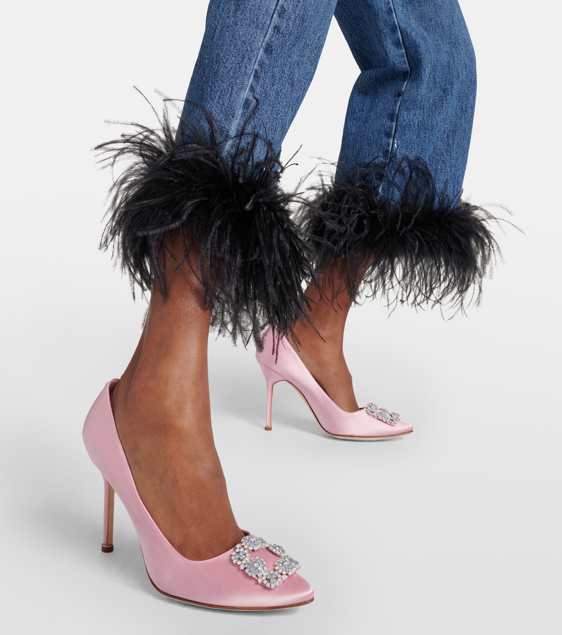 Hangisi 105 embellished satin pumps | Manolo Blahnik
