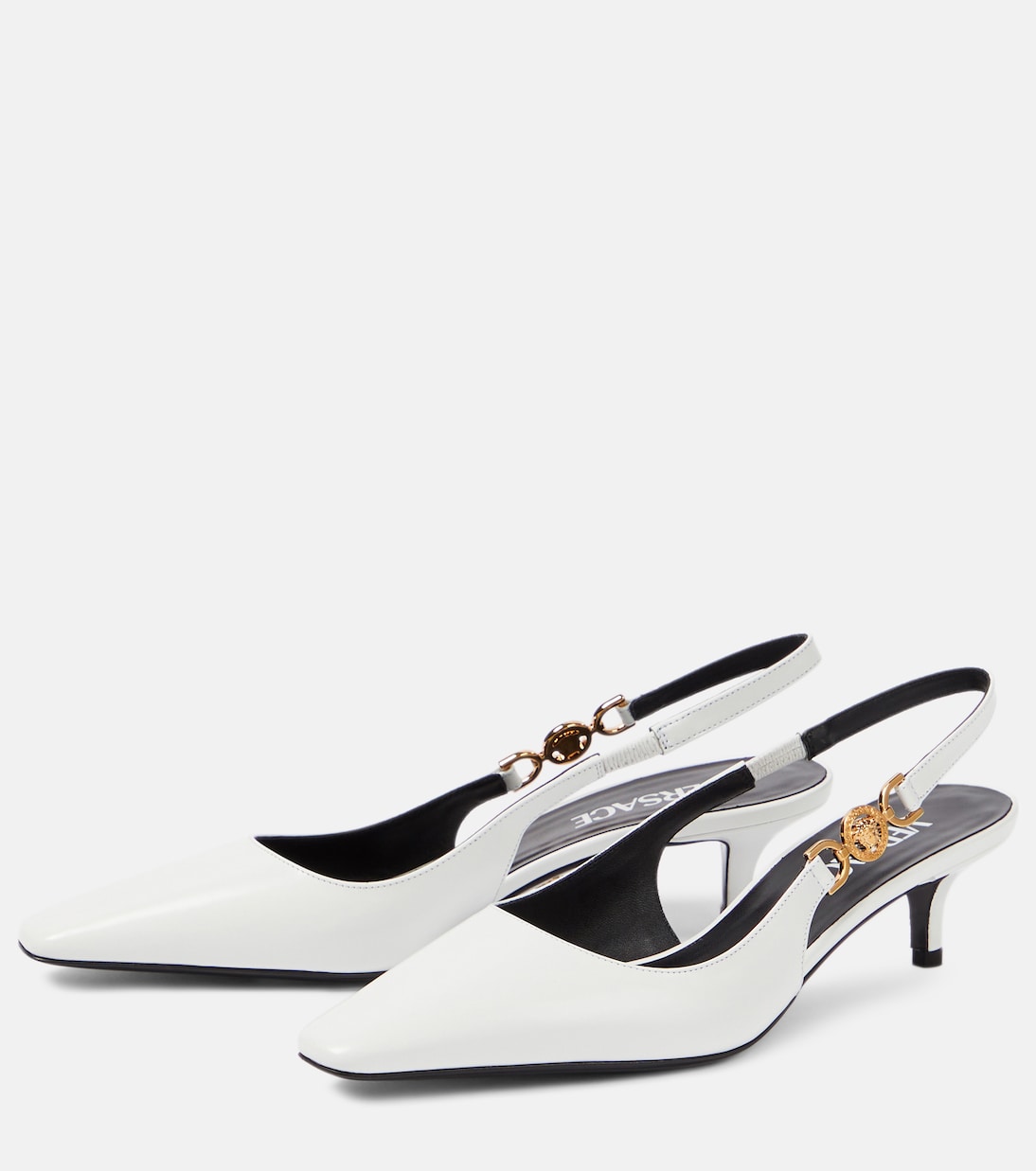 Medusa Biggie leather slingback pumps | Versace