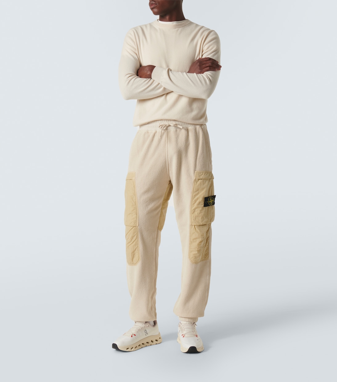 Compass cotton-blend fleece cargo sweatpants | Stone Island