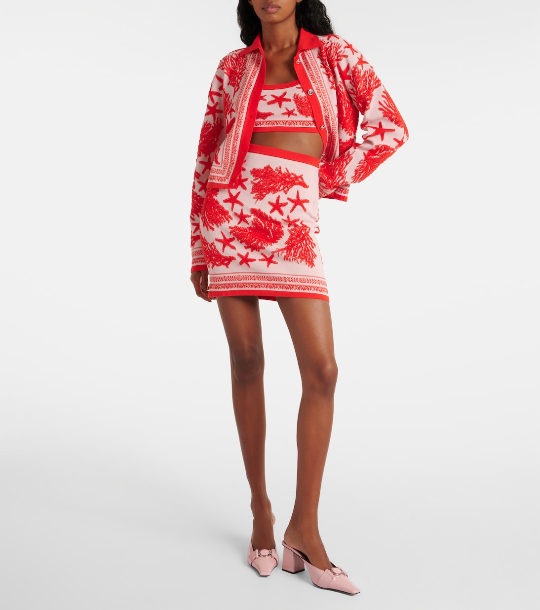 Mini-jupe en jacquard de coton mélangé | Versace