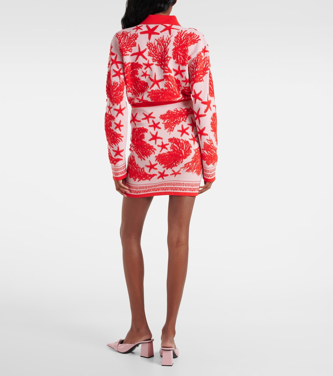 Mini-jupe en jacquard de coton mélangé | Versace