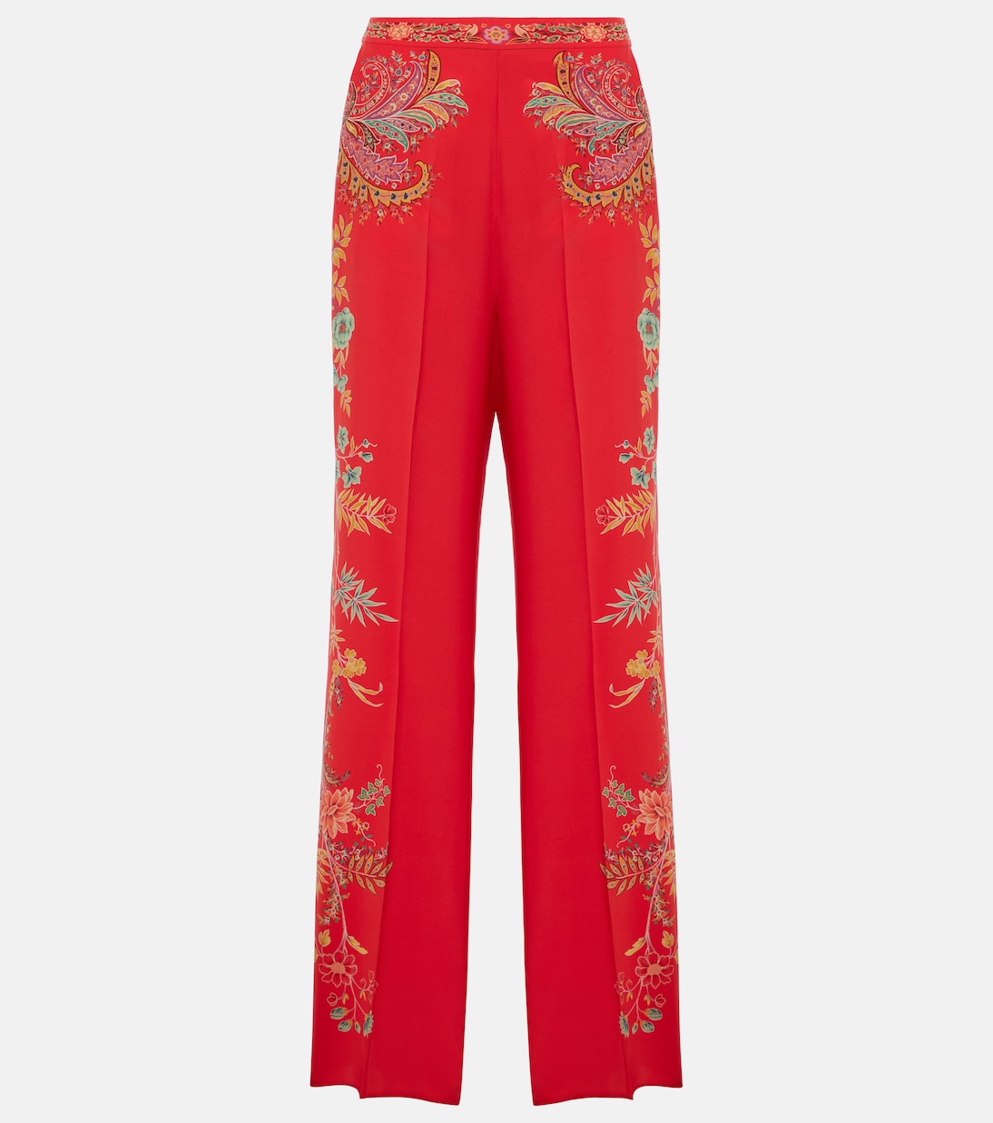 Pantaloni a palazzo in crêpe de chine di seta con stampa | Etro