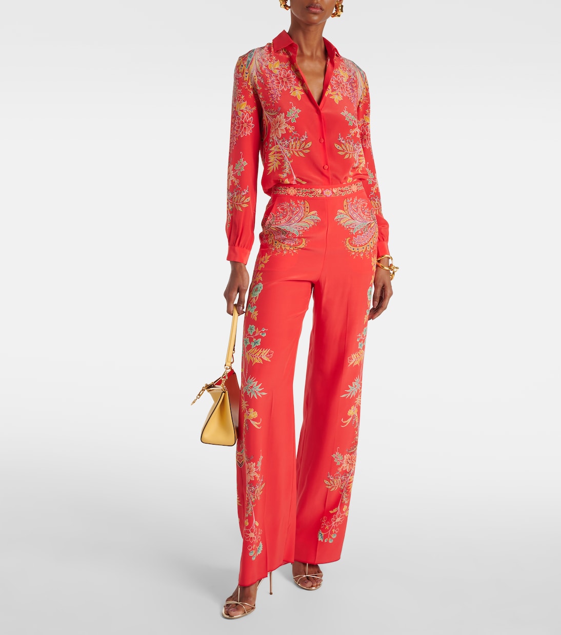Pantaloni a palazzo in crêpe de chine di seta con stampa | Etro