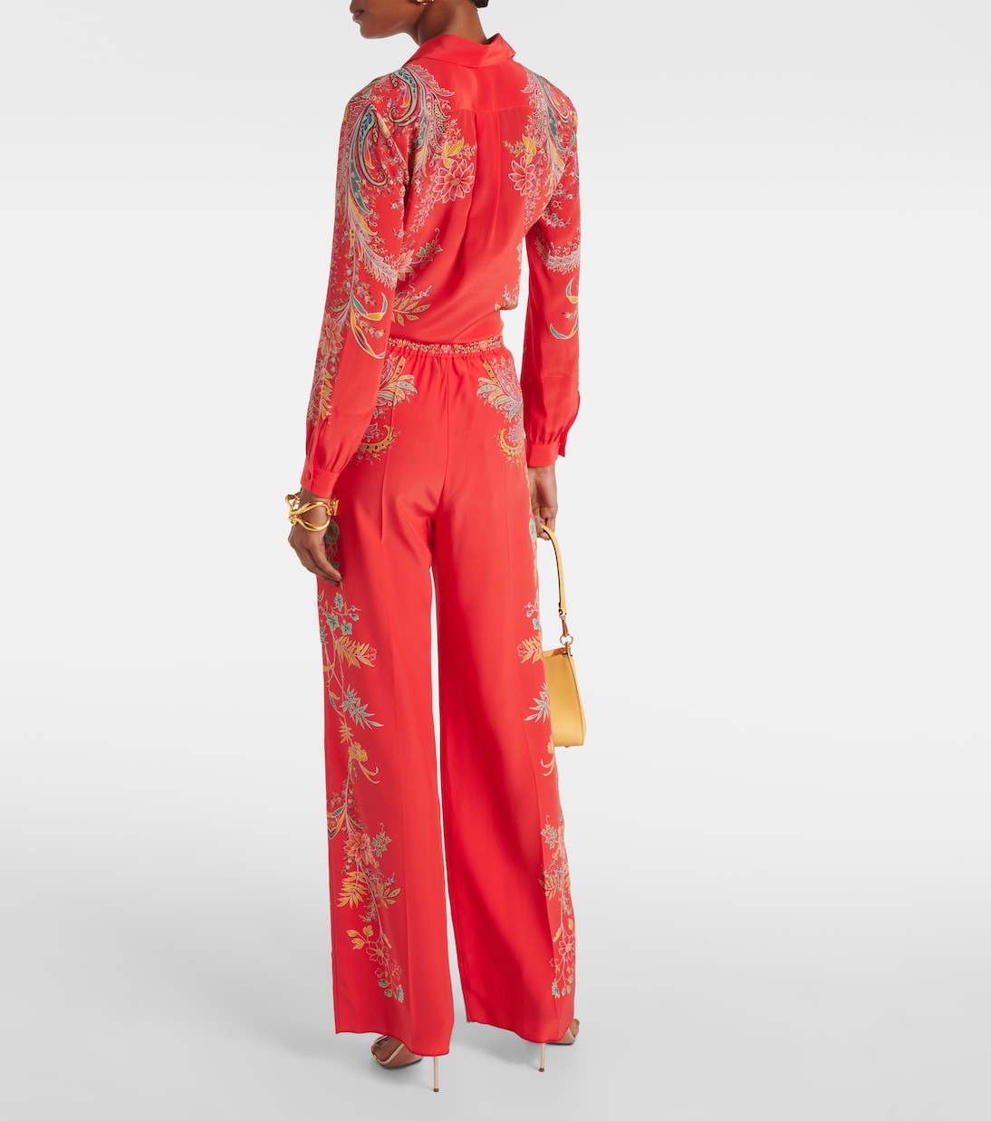 Pantaloni a palazzo in crêpe de chine di seta con stampa | Etro