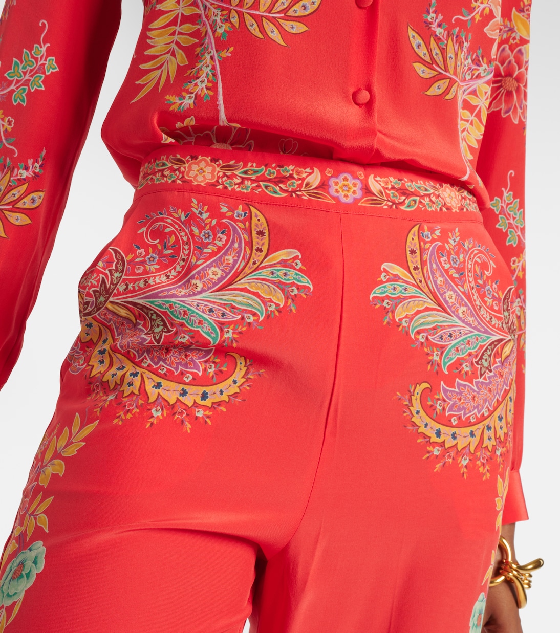 Pantaloni a palazzo in crêpe de chine di seta con stampa | Etro