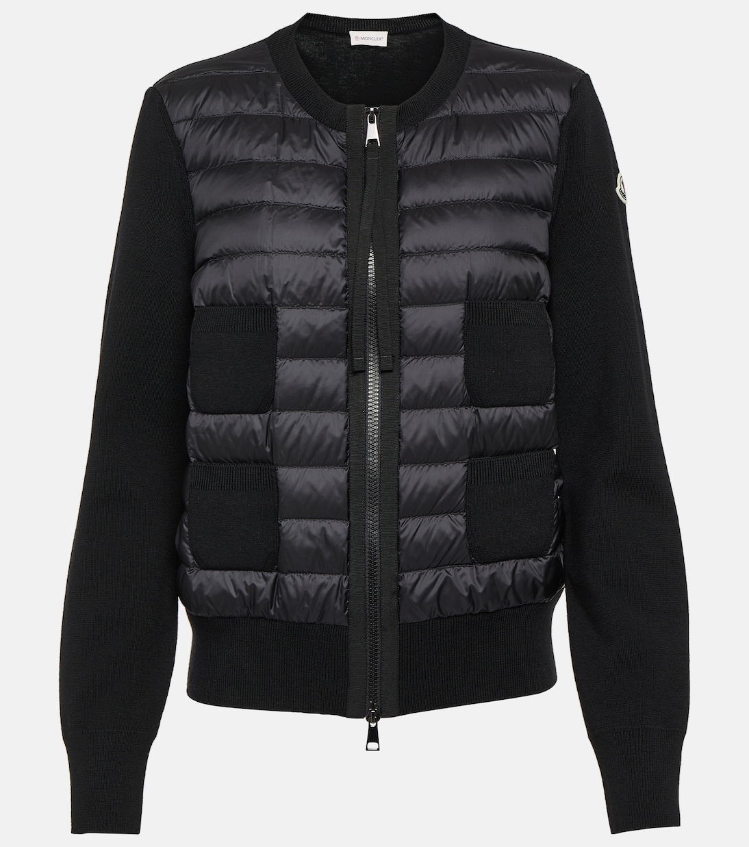 Down paneled wool cardigan in black Moncler Mytheresa