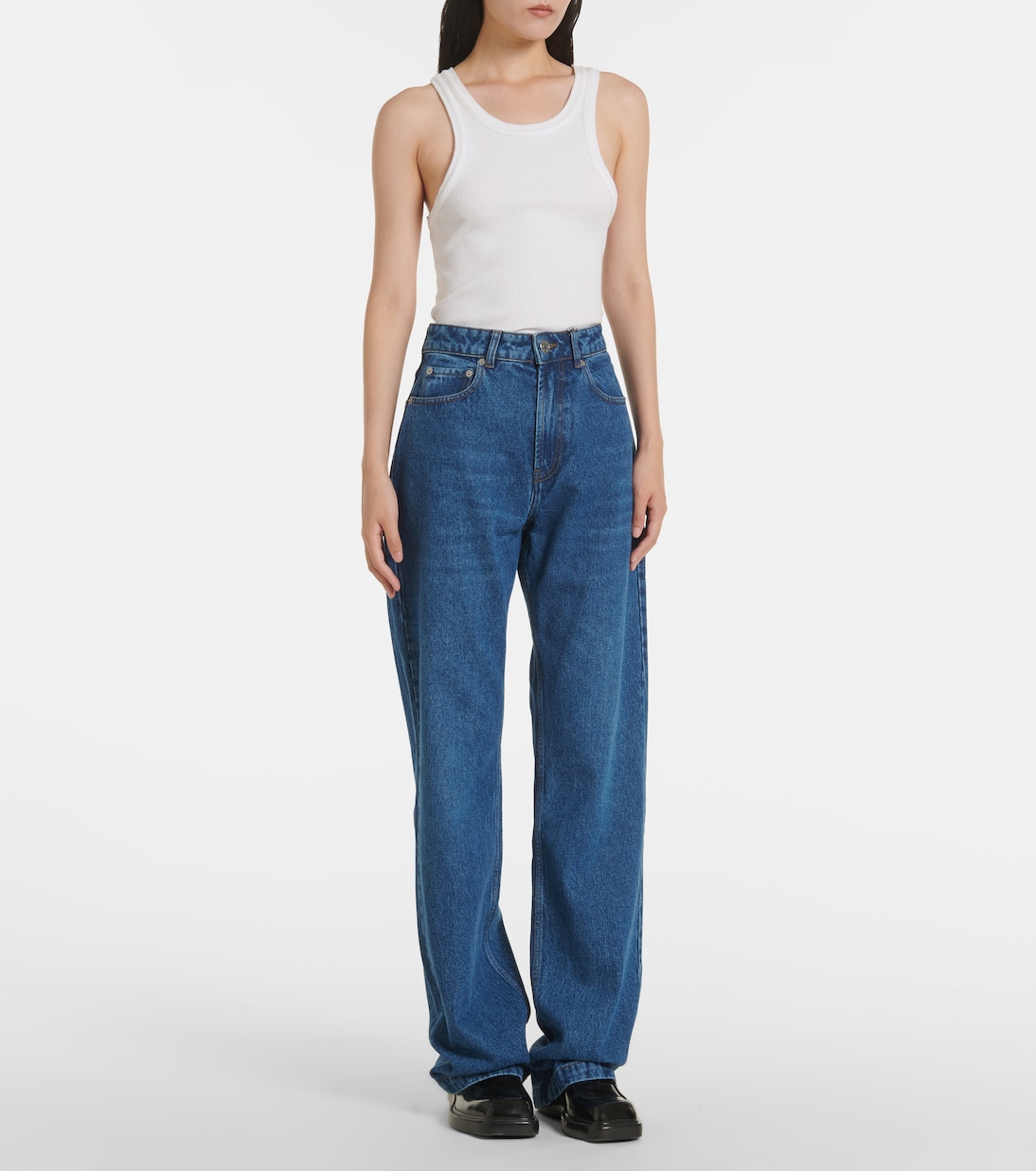Jeans a gamba larga e vita media | Ami Paris