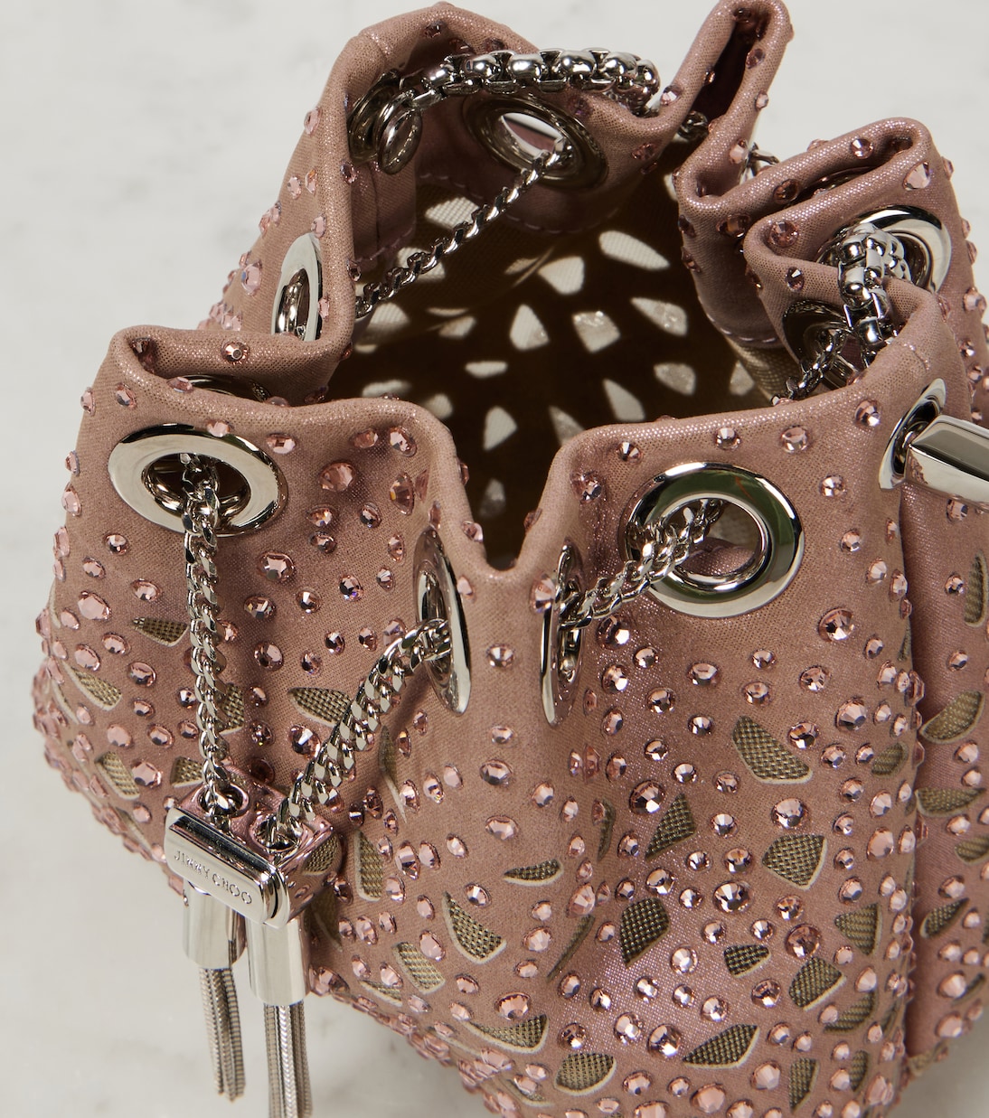 Sac seau Bon Bon Micro en daim | Jimmy Choo