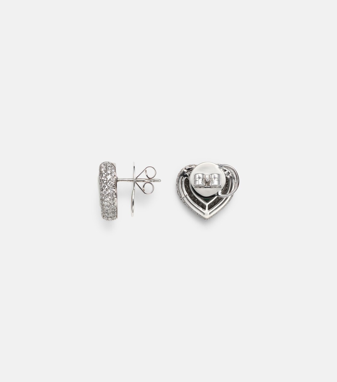 Boucles d'oreilles Heart en or blanc 18 ct, diamants et émeraudes | Kamyen