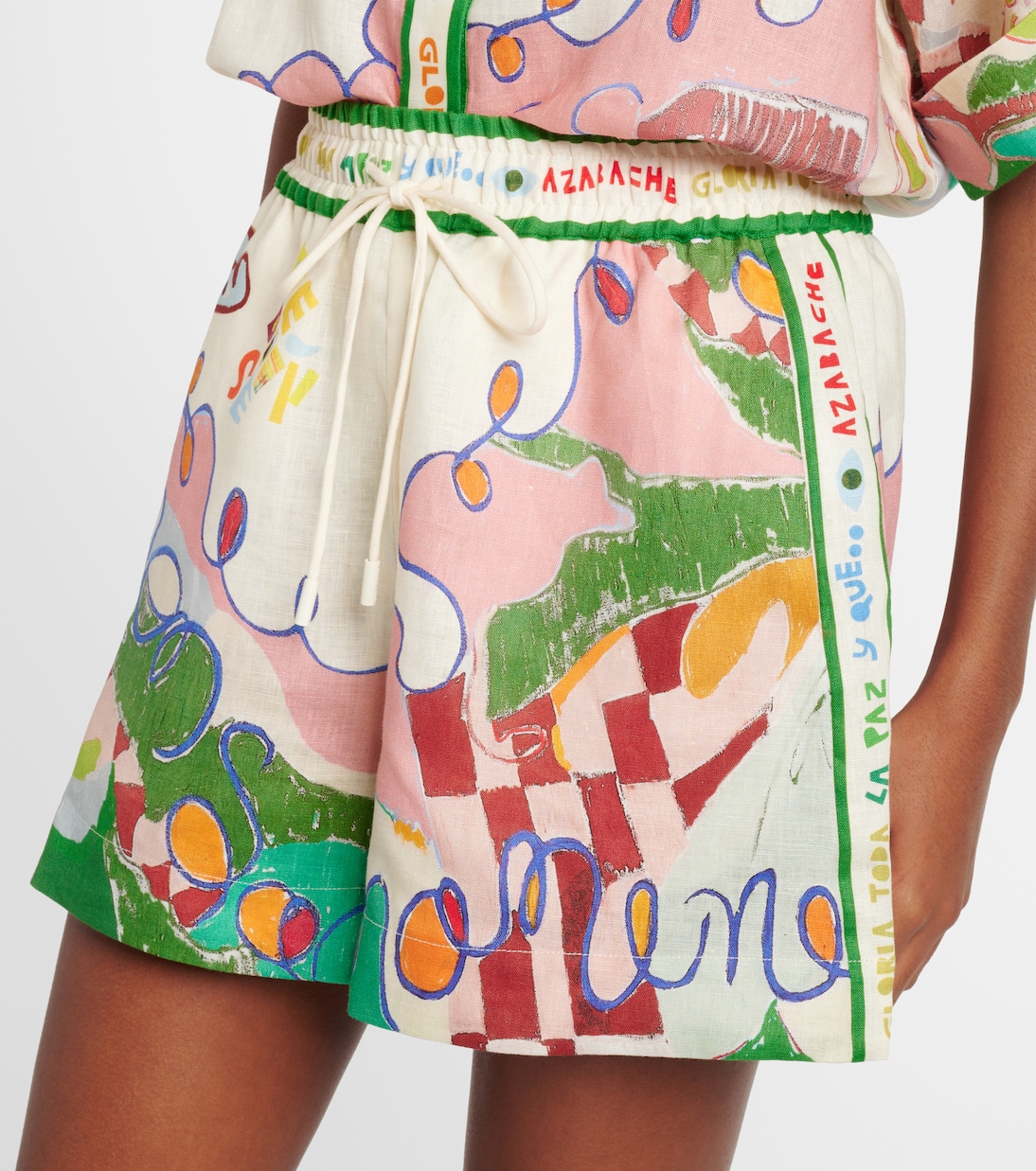 Nadia printed high-rise linen shorts | Alémais