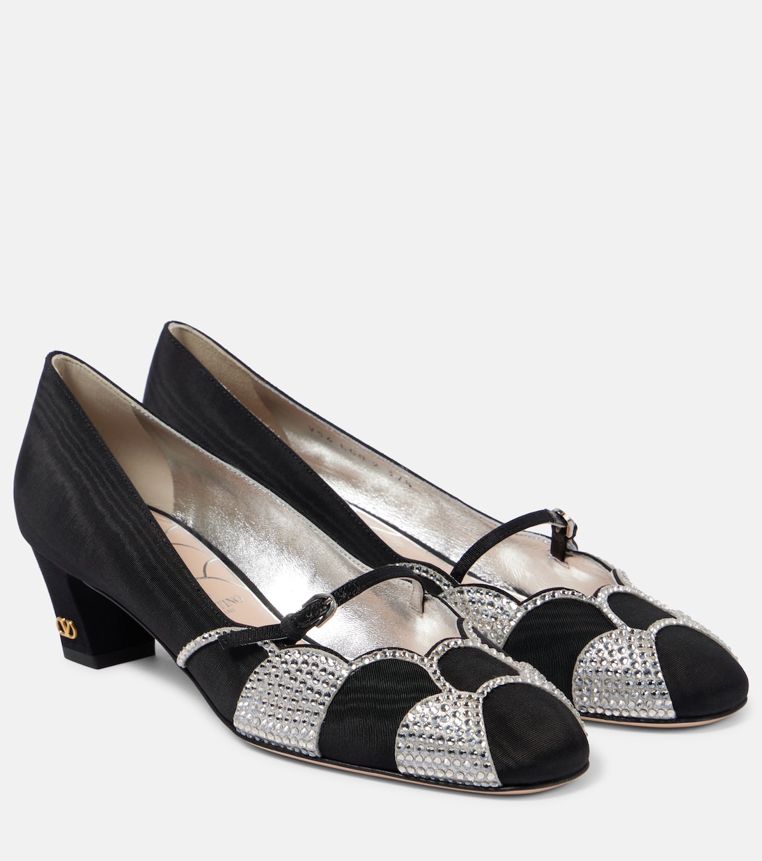Pumps Bowow 45 in moiré con cristalli | Valentino Garavani