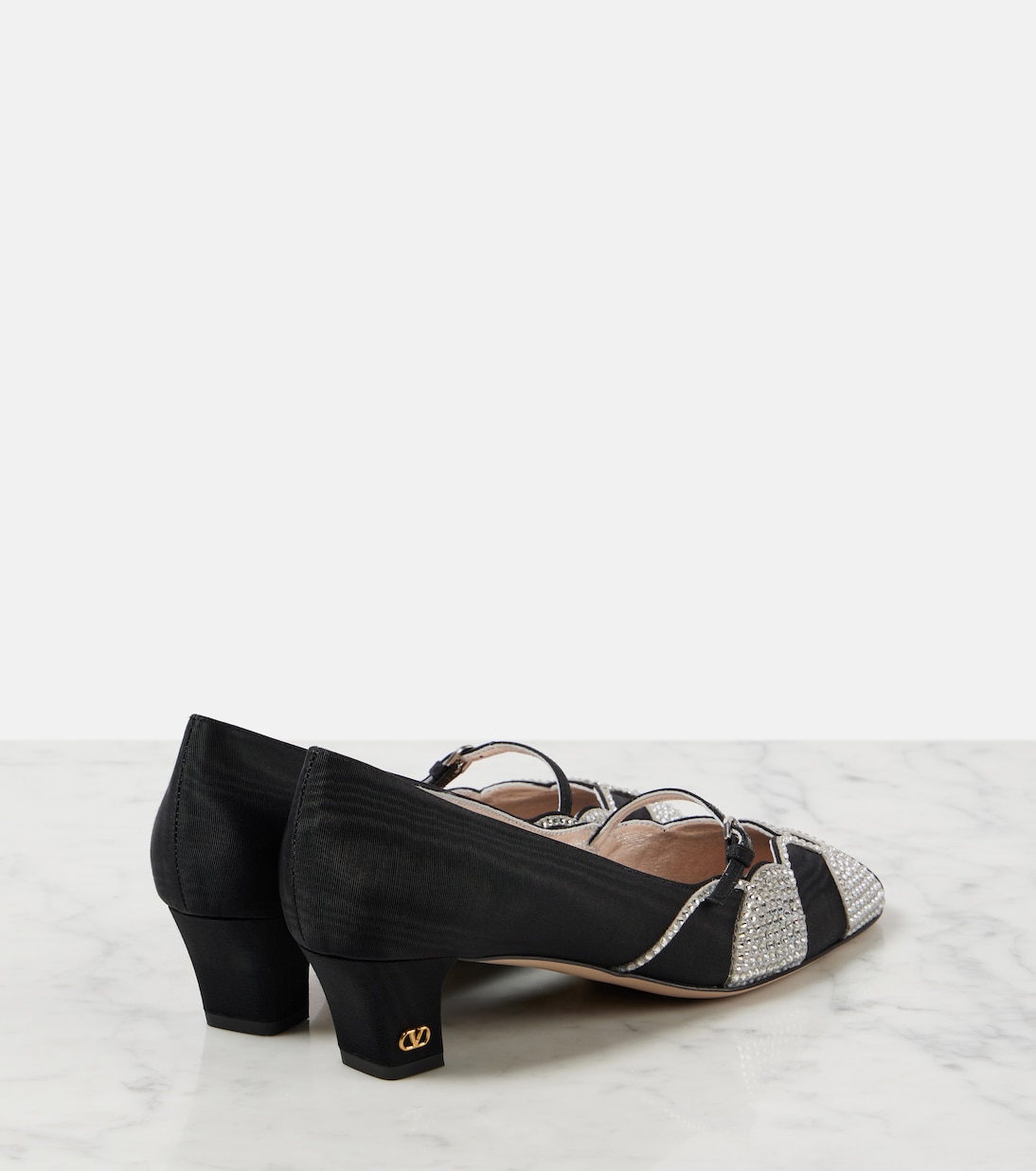 Pumps Bowow 45 in moiré con cristalli | Valentino Garavani