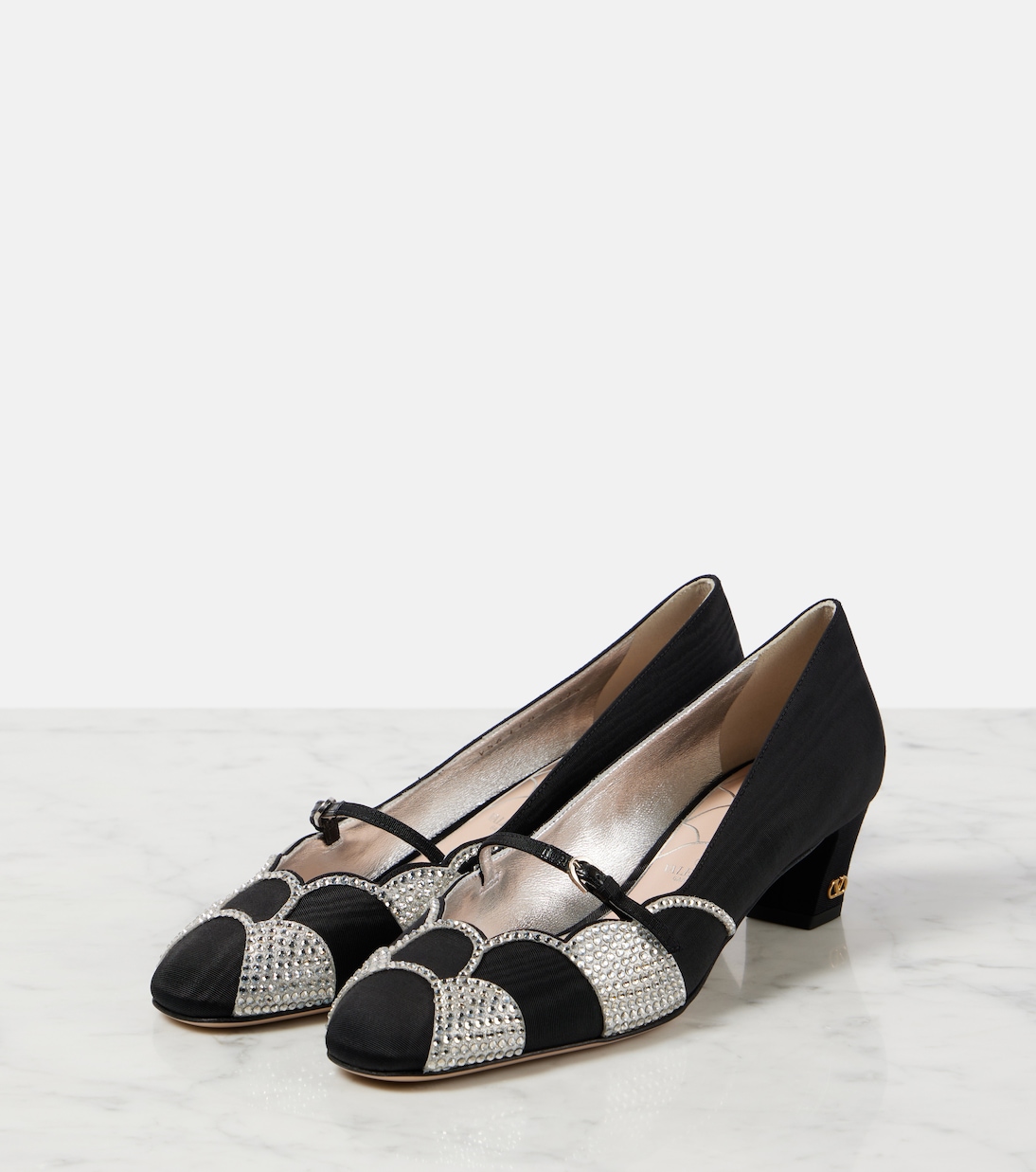 Pumps Bowow 45 in moiré con cristalli | Valentino Garavani