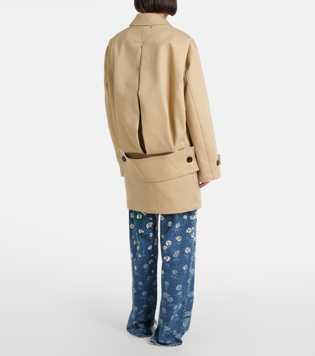 Trench in gabardine di cotone con logo | Gucci