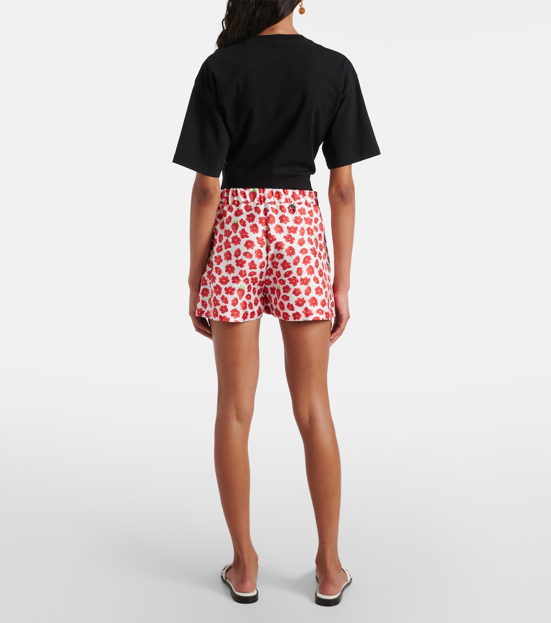 Shorts in twill di seta con stampa | Versace