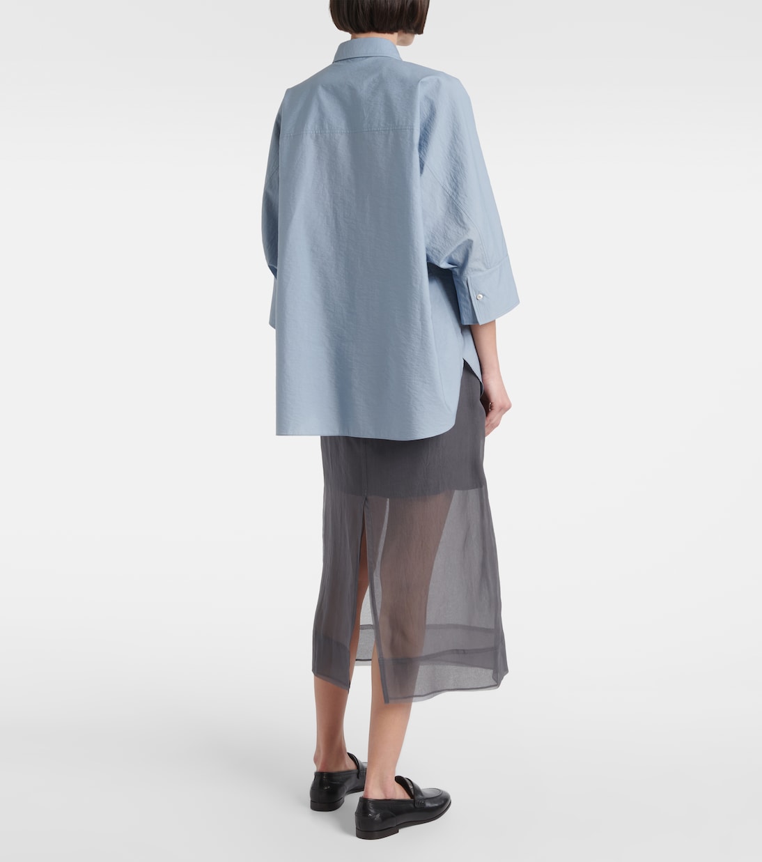 Camisa en mezcla de algodón con aplique | Brunello Cucinelli