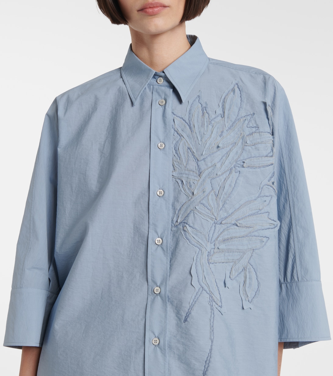 Camisa en mezcla de algodón con aplique | Brunello Cucinelli