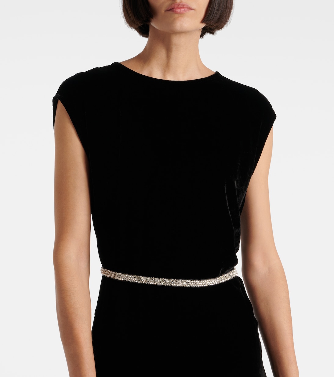Midikleid aus Samt mit Kristallen | Velvet