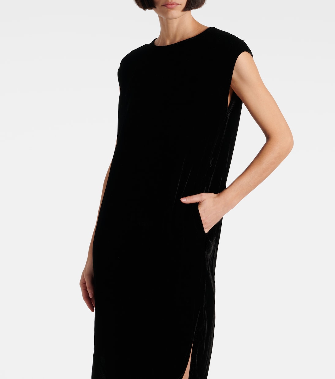 Midikleid aus Samt mit Kristallen | Velvet