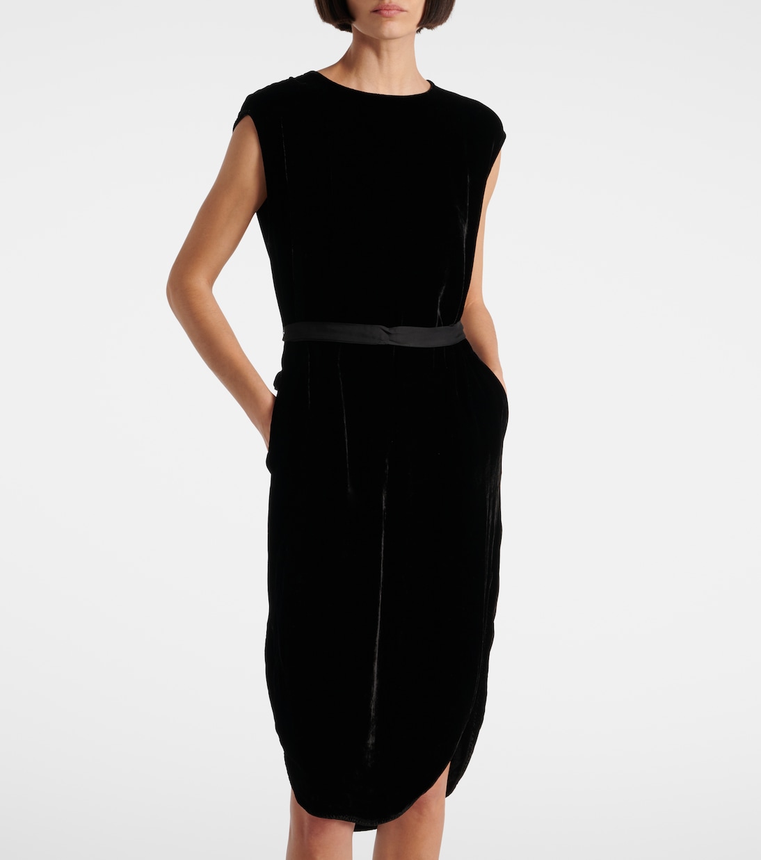 Midikleid aus Samt mit Kristallen | Velvet