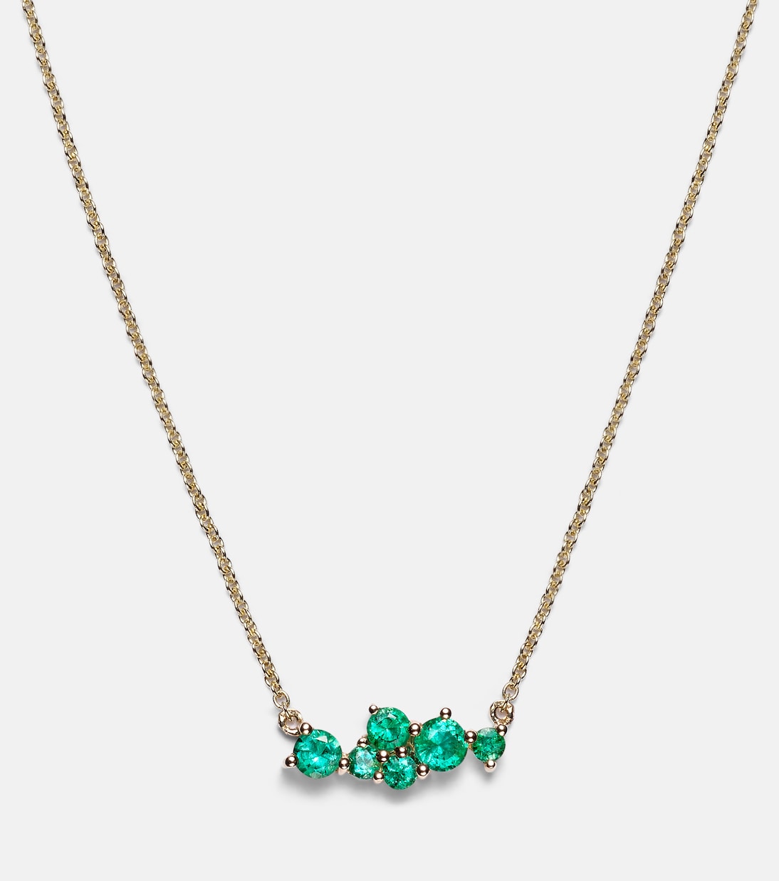 Collana in oro 14kt SYDNEY EVAN con smeraldi e diamanti, perfetta per cocktail party giovanili